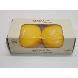 Molca Designs Yellow Unscented Round Floating Candle Made In Netherlands 2 Pack